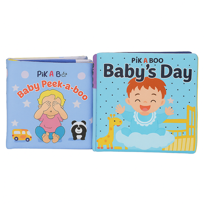 PiK A BOO Combo Baby Peek-A-Boo & Baby’s Day | Soft Crinkle Fabric Cloth Book 0 Months to 3 Years