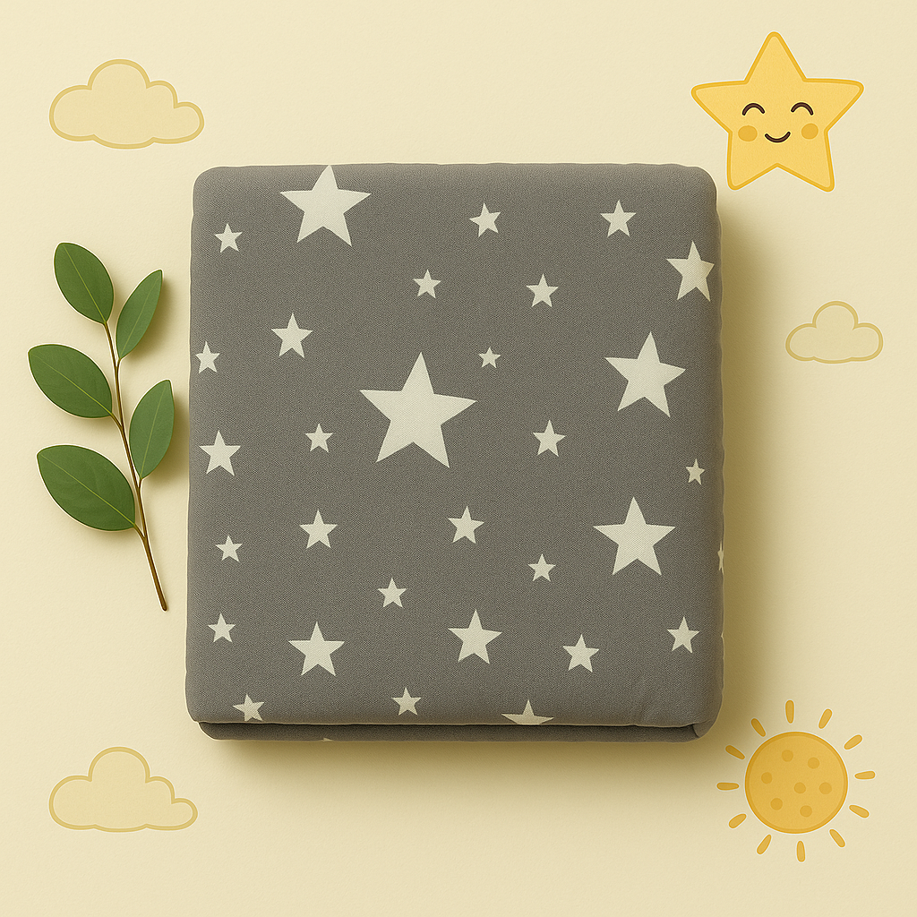 Starry Dreams Muslin Swaddle Blanket | 6-Layered Grey Star Print – Soft, Breathable & Cozy Comfort for Newborns