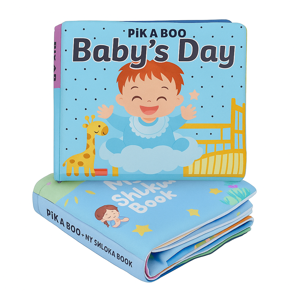 PiK A BOO Baby's Day and Shloka Cloth Book l Routine and Positivity Combo For New Born, Infant, Baby 0-3 Years