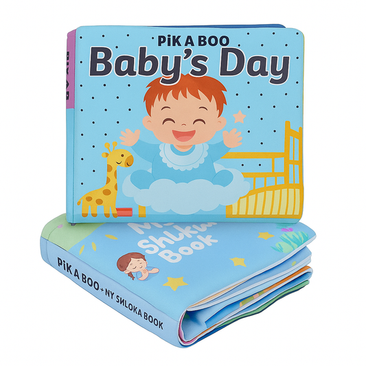 PiK A BOO Baby's Day and Shloka Cloth Book l Routine and Positivity Combo For New Born, Infant, Baby 0-3 Years