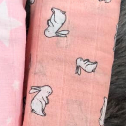 Cherry Star Rabbit Organic Cotton Baby Swaddle Blanket – 42x42 inches Set of 3