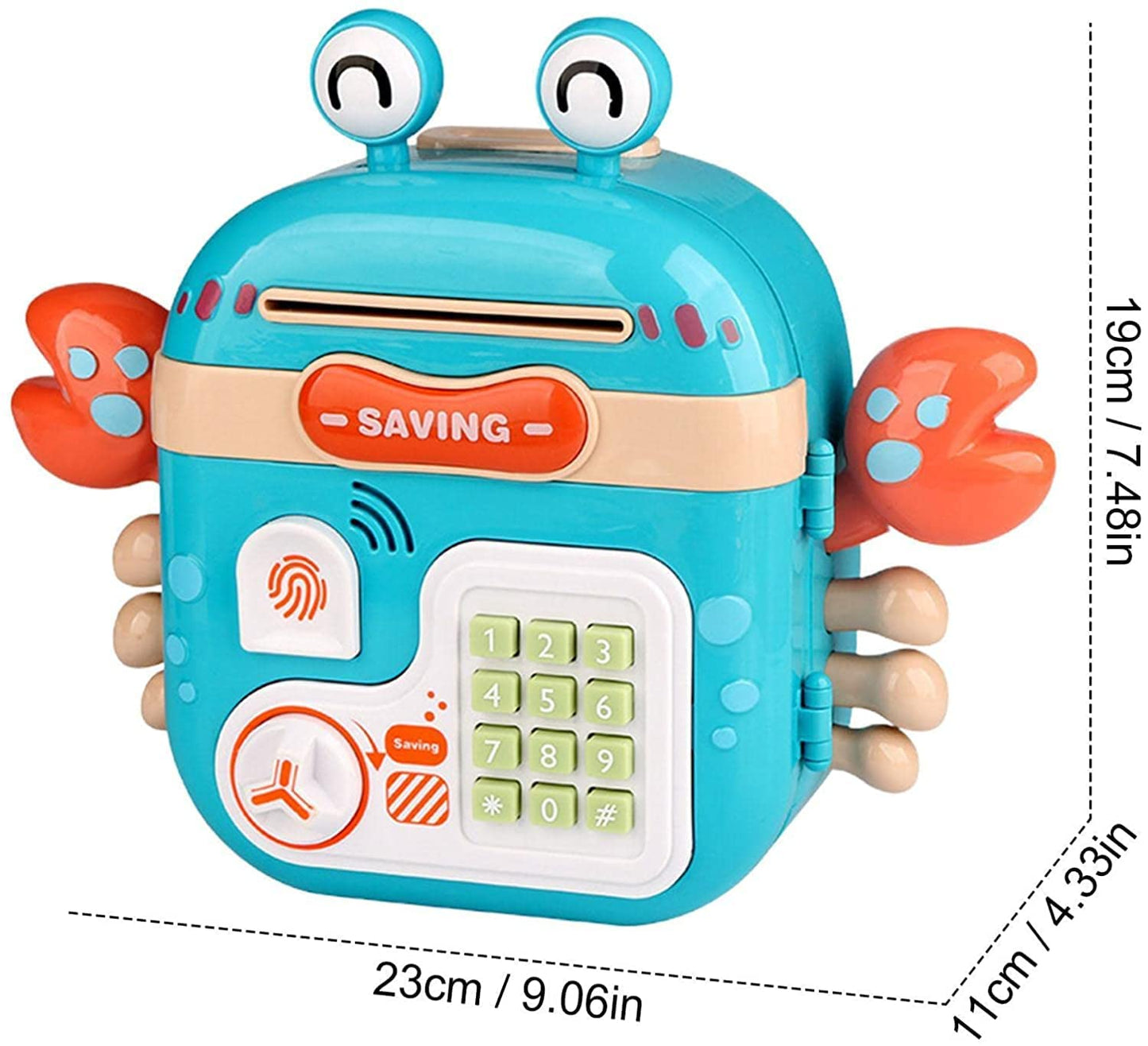 Musical Money Safe Kids Piggy Crab Savings Bank with Finger Print Sensor
