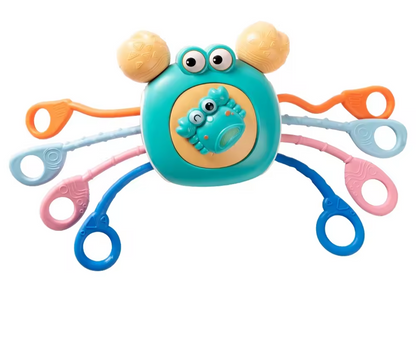 Crab Pull String Teething Toy for Babies - Sensory Montessori Travel Toy