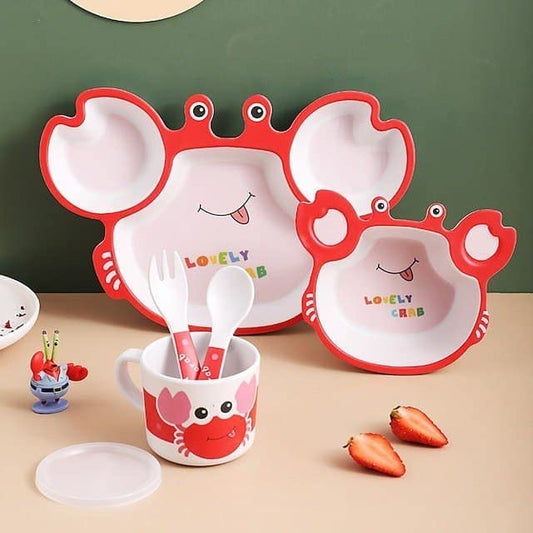 Crab Shape Children Snack Set Tableware Baby Self-Feeding Plate Bamboo Fiber Meal