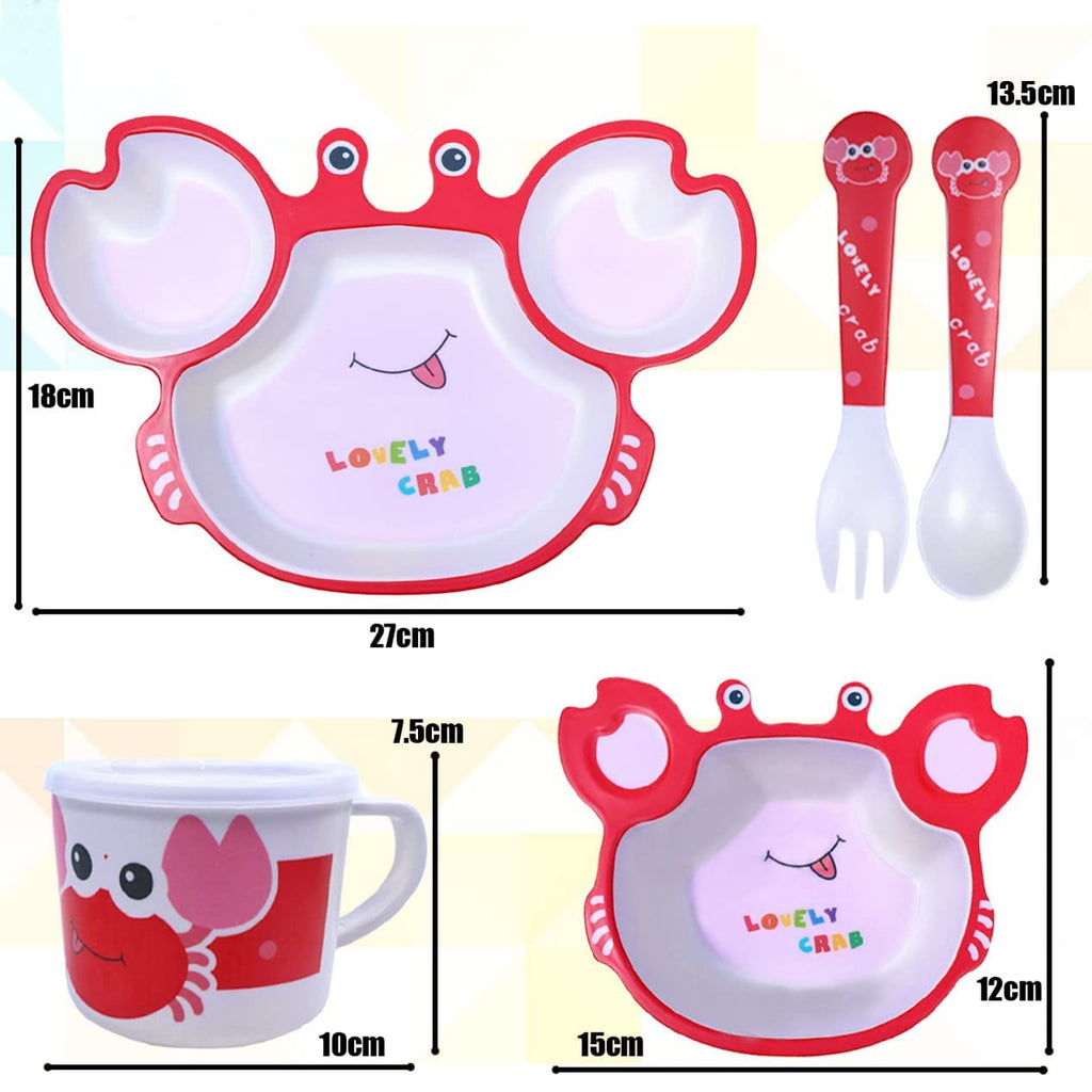 Crab Shape Children Snack Set Tableware Baby Self-Feeding Plate Bamboo Fiber Meal