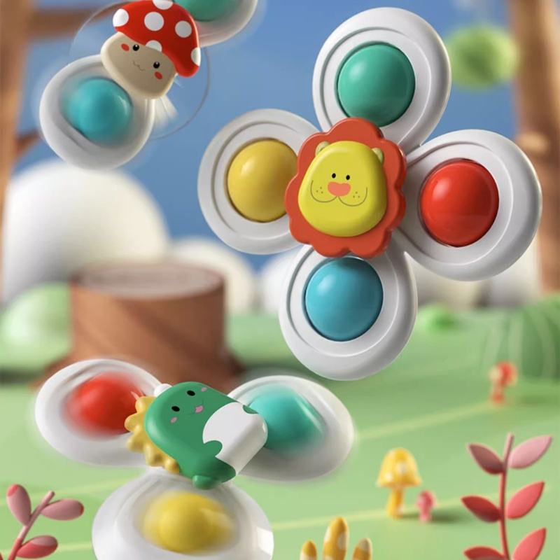 Cute Animal-Themed Spinner Rattles – Suction Cup Bath Toys for Babies and Toddlers
