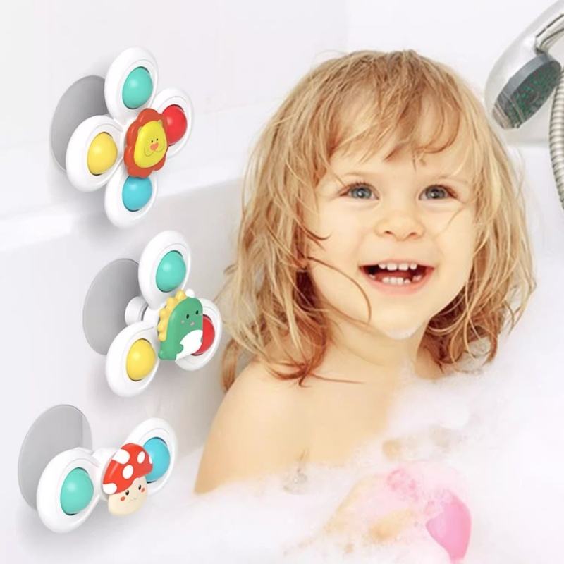 Cute Animal-Themed Spinner Rattles – Suction Cup Bath Toys for Babies and Toddlers
