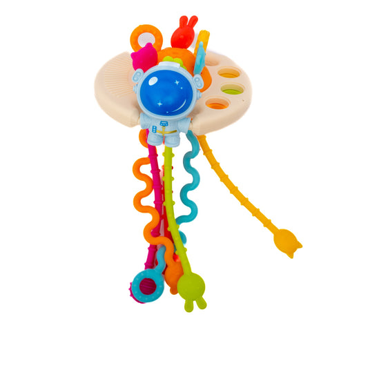 Space Pull String Teething Toy for Babies - Sensory Montessori Travel Toy