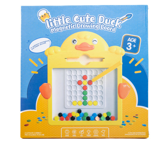 Duck  Magnetic Drawing Board for Kids | Bead Art with Magnetic Pen and Includes two-sided reference cards Fun Brain Development Toy for Children