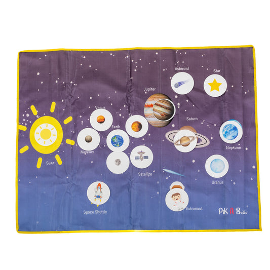 PiK-A-BOO Solar System Cloth Activity Mat for Children – Discover, Learn, Play & Spark Joy (2.2 x 2.10 ft)