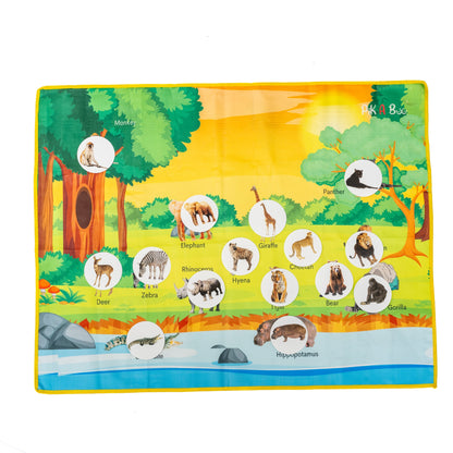 PiK-A-BOO  Wild Animal Cloth Activity Mat for Children – Discover, Learn, Play & Spark Joy (2.2 x 2.10 ft)