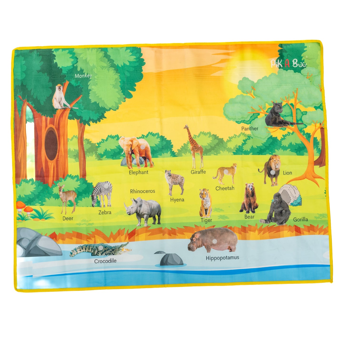 PiK-A-BOO  Wild Animal Cloth Activity Mat for Children – Discover, Learn, Play & Spark Joy (2.2 x 2.10 ft)