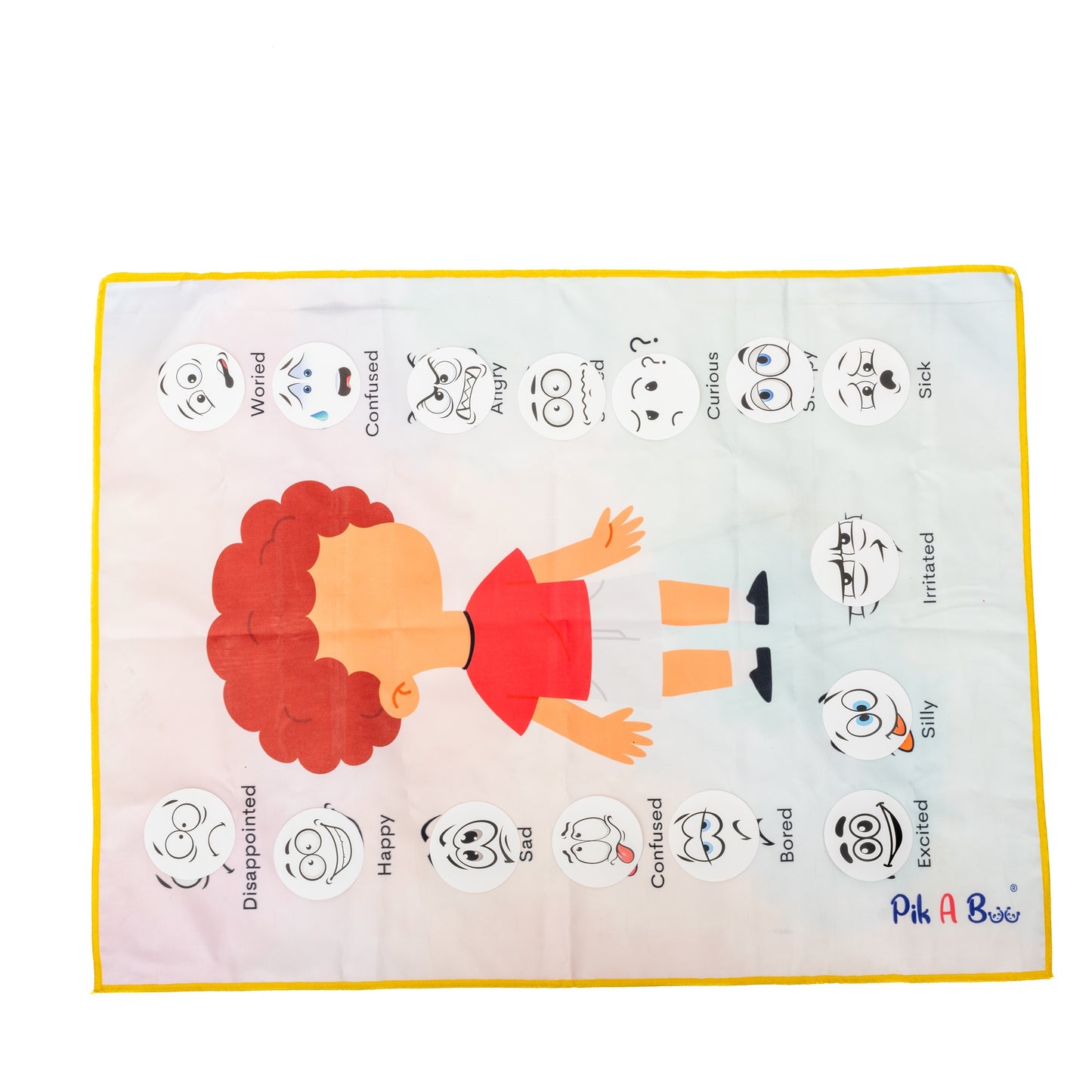 PiK-A-BOO Emotions  Cloth Activity Mat for Children – Spark Joy, Explore, Learn, Play & Grow (2.2 x 2.10 ft)