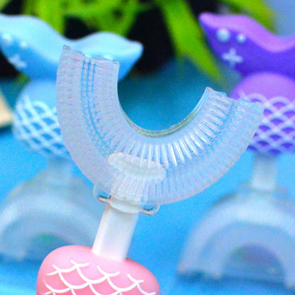 Safe & Fun 3D Mermaid U-Shaped Silicone Toothbrush for Infants