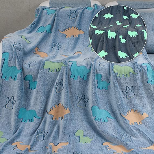 Dino Super Soft Warm Glow in The Dark Blanket for kids, infants, children, toddler