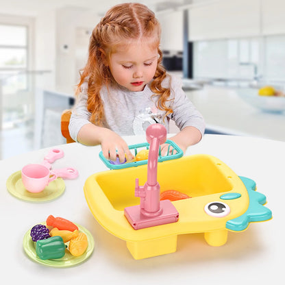 Kitchen Sink Dino - Electric Dishwasher Set for Kids' Pretend Play