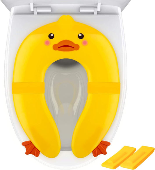 Duck Folding Potty Training Seat, Travel Portable Toilet Seat for Kids Toddlers Boys Girls, Fits Most Toilets, with Non-Slip Suction Cups