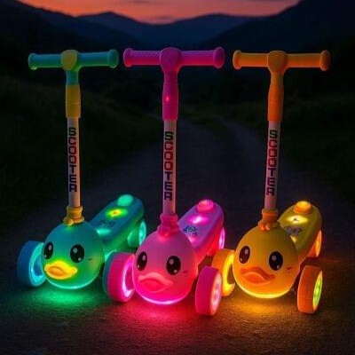 Light-Up Duck Foldable Scooter for Kids Toddlers