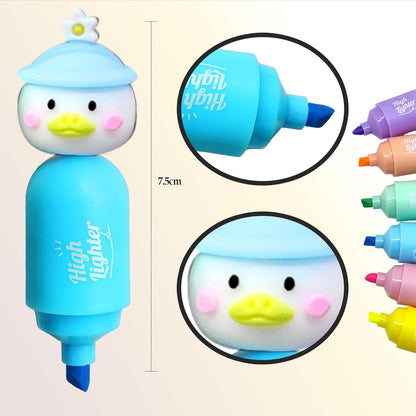 Dudu Duck Highlighter Pen – Cute Pastel Stationery for Kids