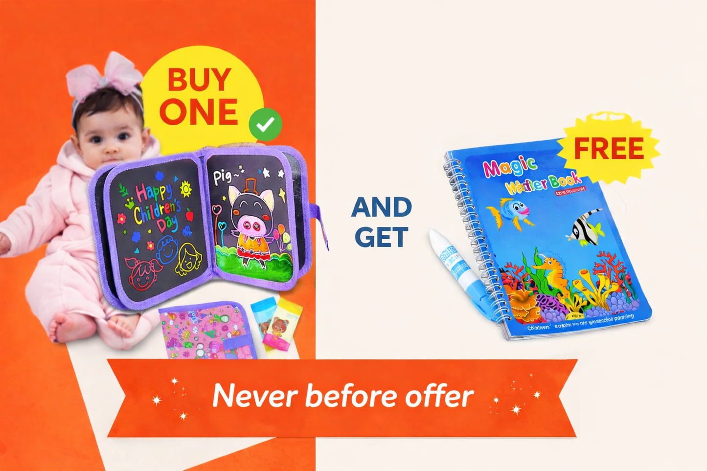 Erasable Reusable Chalk Book Travel Activity for Toddlers, Preschoolers (2–6 Years)