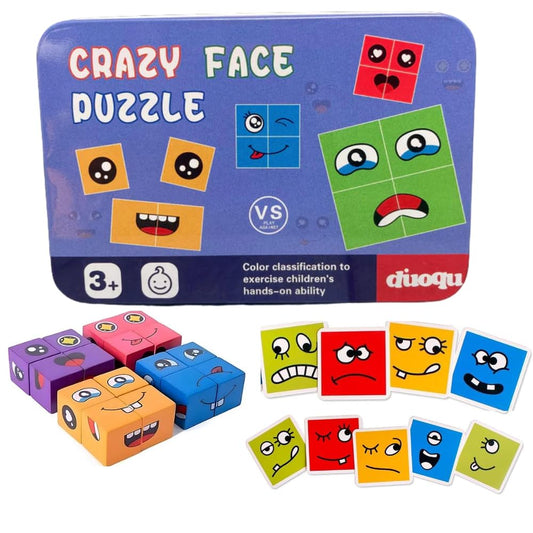 Face-Changing Emoji Cube Game for Kids | Fun Educational Expression Puzzle Toy with 16 Cubes & 72 Cards | Learning & Creativity Booster