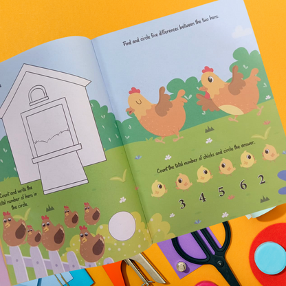 Farm Fun Activity Book with 3D Embossed Stickers