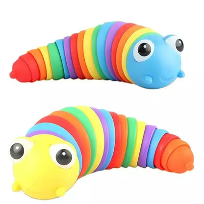 Rainbow Finger Slug Fidget Toy – Sensory Stress Relief and Fun for Kids and Adults Any One