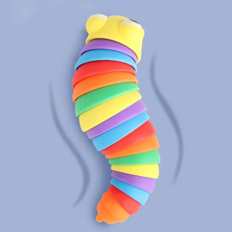 Rainbow Finger Slug Fidget Toy – Sensory Stress Relief and Fun for Kids and Adults Any One