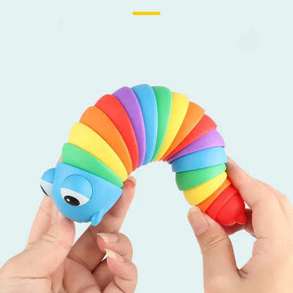 Rainbow Finger Slug Fidget Toy – Sensory Stress Relief and Fun for Kids and Adults Any One