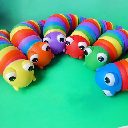 Rainbow Finger Slug Fidget Toy – Sensory Stress Relief and Fun for Kids and Adults Any One