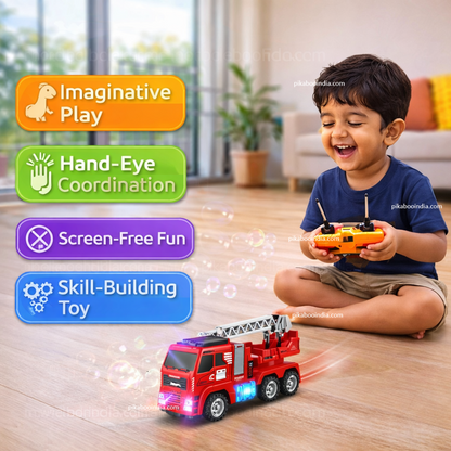 Agniveer Remote Control Fire Truck with Water Spray, Lights & Music