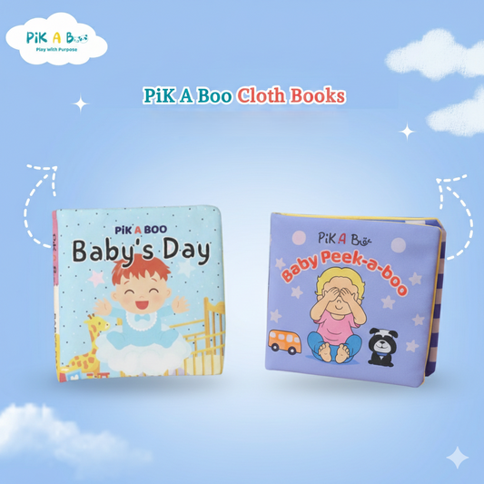 Baby Cloth Books Combo - Peek-A-Boo & Baby's Day | Soft Fabric + Crinkle