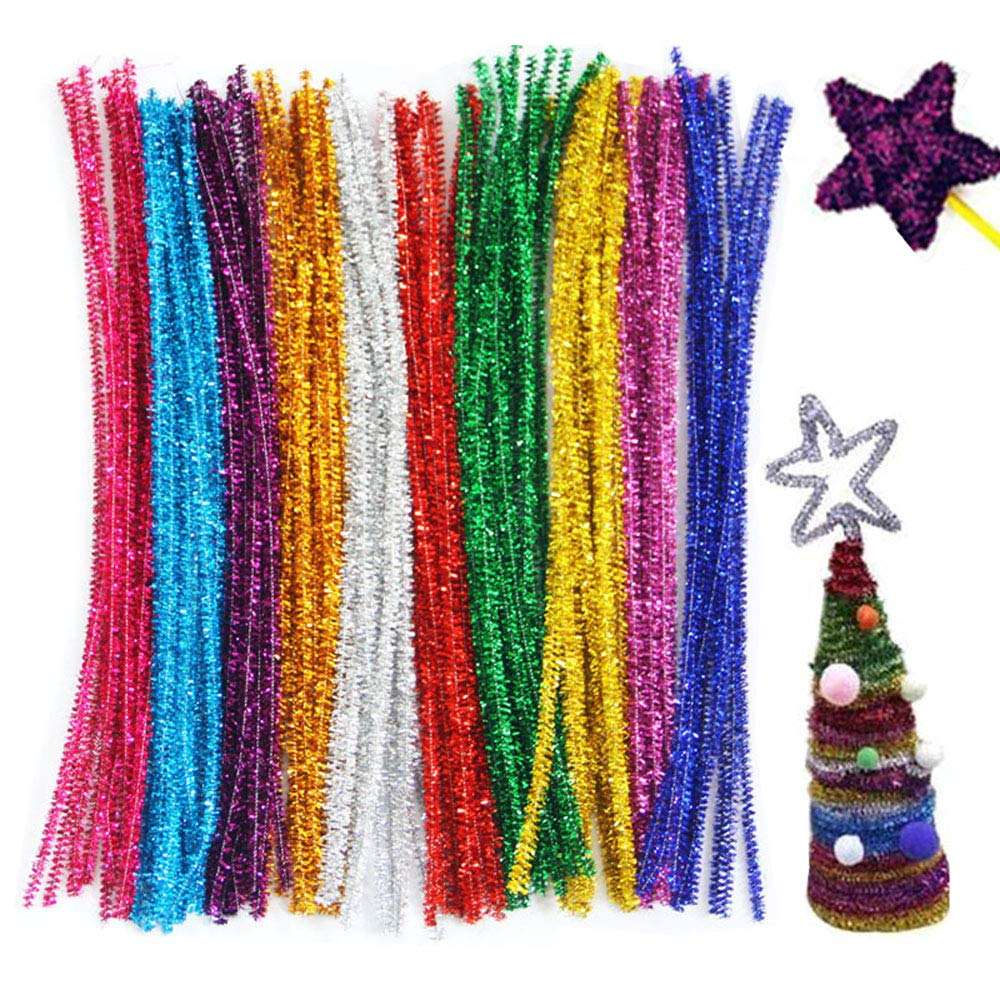 Glitter Craft Pipe Cleaners  DIY – 50-Pack Sparkly Stems for Arts & Kids