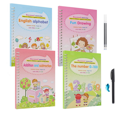 Magic Calligraphy Book Alphabets, Numbers, Drawings Tracing Book for Preschoolers with Pen