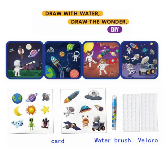 PiK A BOO Magic Sticker Water Painting Book – Reusable Water Art Book for Kids 3+ | No-Mess Coloring with Water Pen (Assorted Designs)
