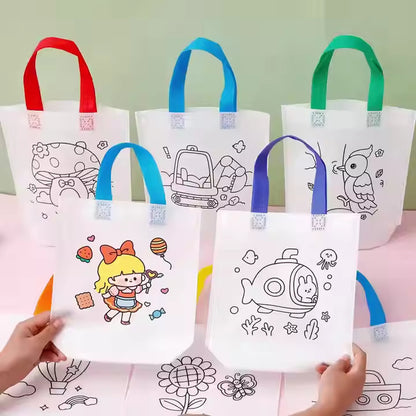DIY Canvas Bag Handmade Painting Cartoon Gift for Children Art Enthusiasts