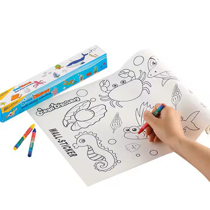 Ocean Discovery Mess-Free Coloring Wall Poster – Custom Magic Activity Roll for Kids' Fun Drawing Projects