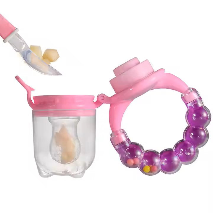 Fruit & Veggie Rattle Pacifier Feeder | Safe Silicone Teether for Babies