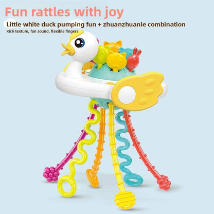 Duck Pull String Teething Toy for Babies - Sensory Montessori Travel Toy