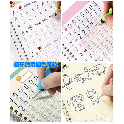 Magic Calligraphy Book Alphabets, Numbers, Drawings Tracing Book for Preschoolers with Pen