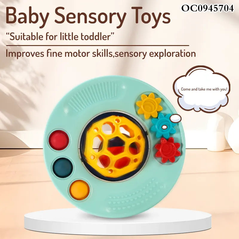 Montessori Sensory Rattle Toy – Soft Textured Teether Ball for Babies 6–18 Months (Mint Green)