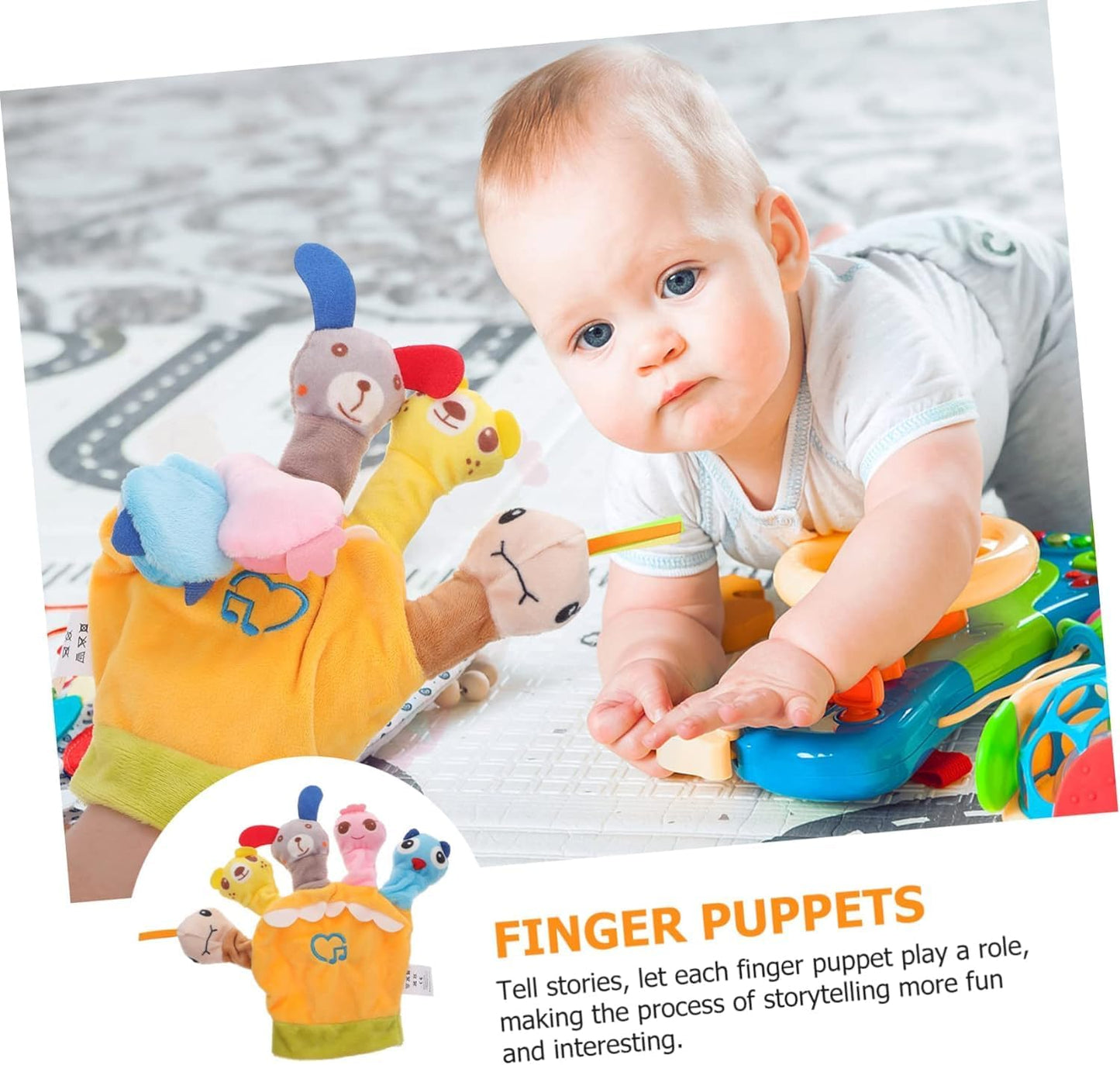 Finger Puppets for Baby Infants - Soft Animal Hand Dolls Storytelling & Bath Toy Set