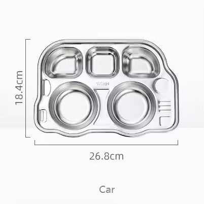 Stainless Steel 5-Section Bus Lunch Plate for Babies – Fun and Practical Meal Plate