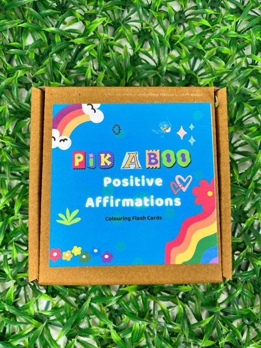 PiK A BOO Positive Affirmations Animal Colouring Flashcards Write and Wipe