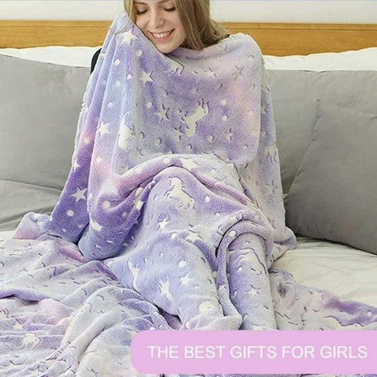 Purple Unicorn Super Soft Warm Glow in The Dark Blanket for kids, infants, children, toddler