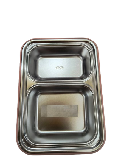Surplus Stock: Stainless Steel Lunch Box – 2-Compartment Leakproof