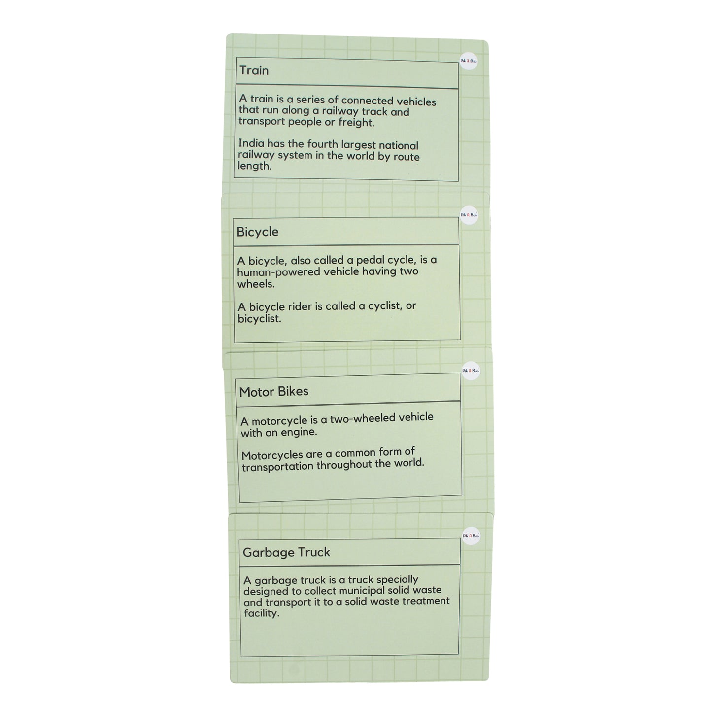 PiK A BOO Vehicle Flash Cards – Early Learning for Kids & Toddlers (Set of 18)