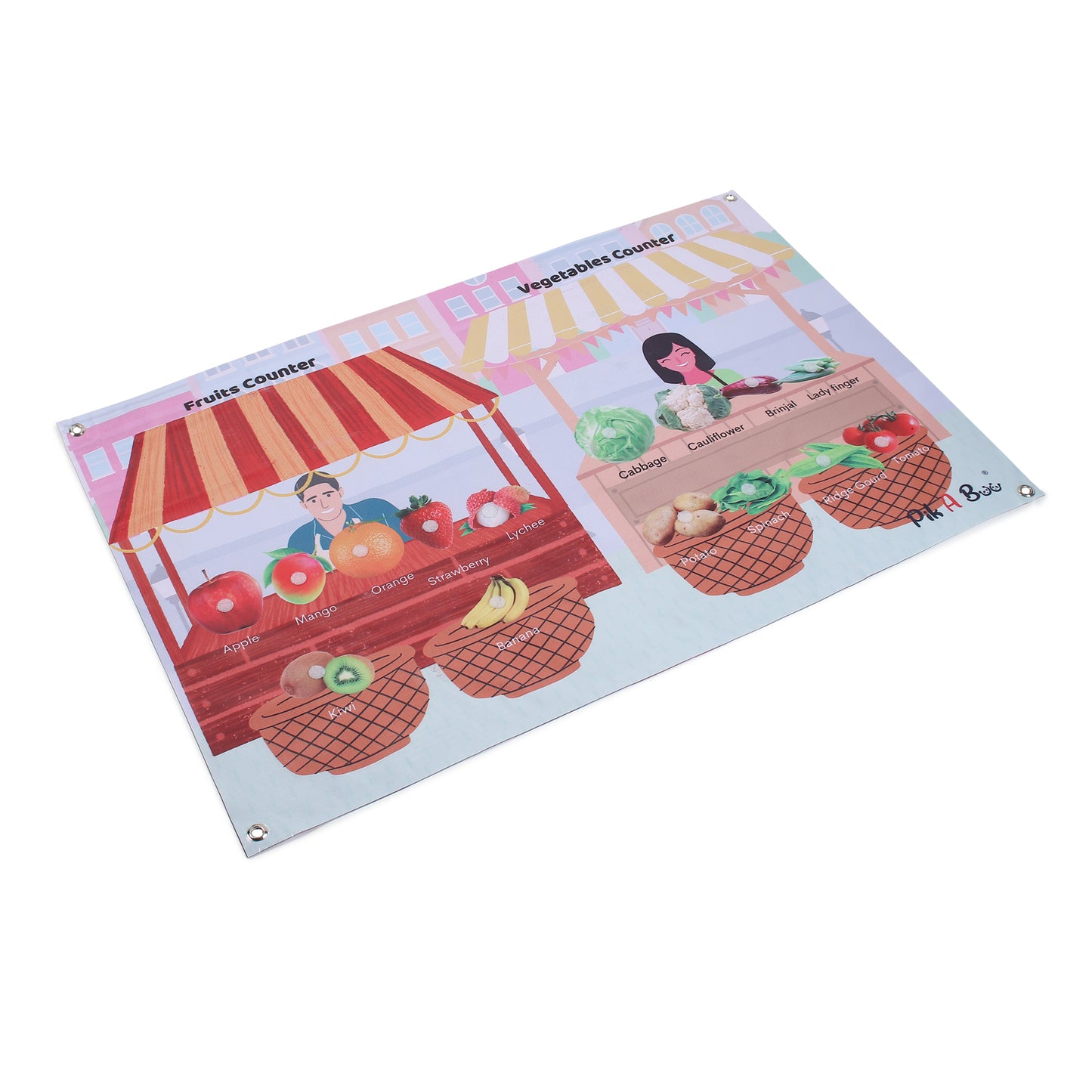PiK A BOO Fruits and Vegetables Activity Mat for Kids, Children Approx 91*60 Cm