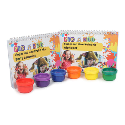 PiK A BOO Hand And Finger Paint Kit for Toddlers Activity, Kids Boys Girls Mixable, Easy to Wash And Dry Paints for Kids