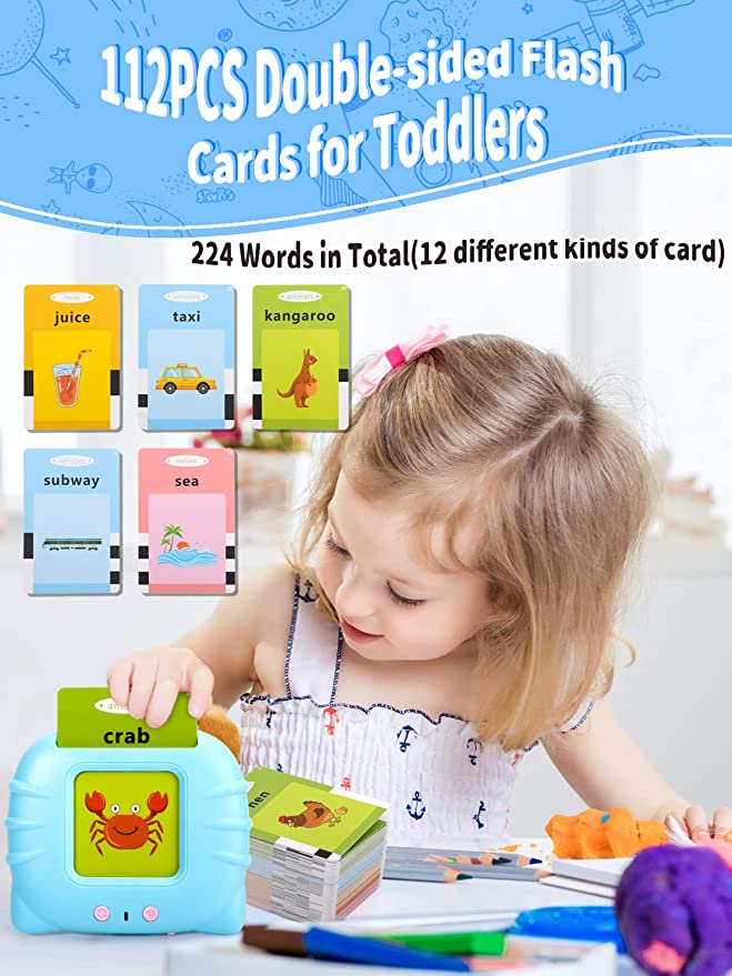 PiK A BOO Intelligent Card Reader Double Sided Card Reader Learning Cards for Toddlers, Vocabulary Builder, Educational Learning Talking Sight Words